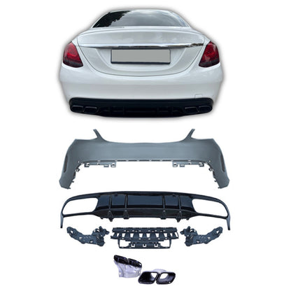 ⭐Paraurti posteriore con diffusore compatibile con Mercedes Classe C W205 Facel⭐