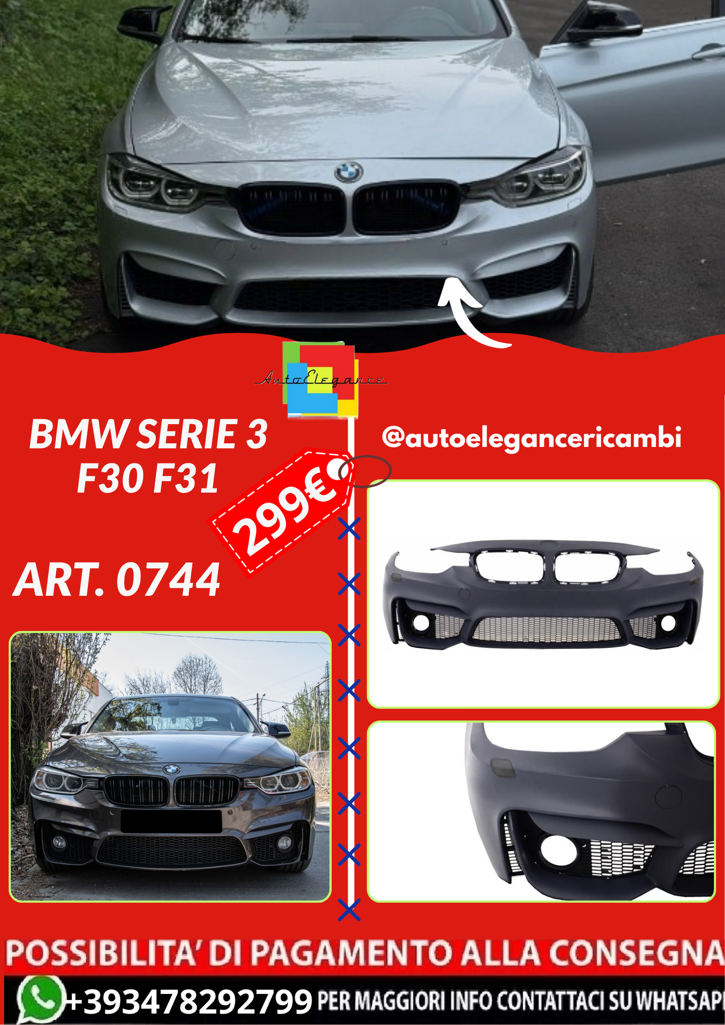 ART. 0744 PARAURTI BMW SERIE 3 F30 F31 M3