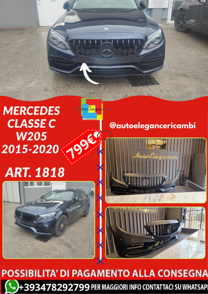 ART. 1818 PARAURTI ANTERIORE MERCEDES CLASSE C W205 2015-2020 LOOK AMG C63