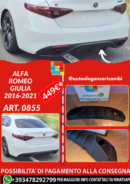 ART. 0855 DIFFUSORI +TERMINALI ALFA ROMEO GIULIA 2016-2021 LOOK NERI