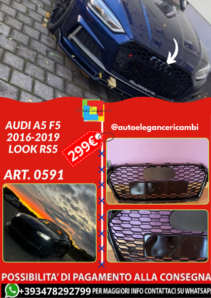 ART. 0591 GRIGLIA AUDI A5 F5 2016-2019 LOOK RS5 NERO
