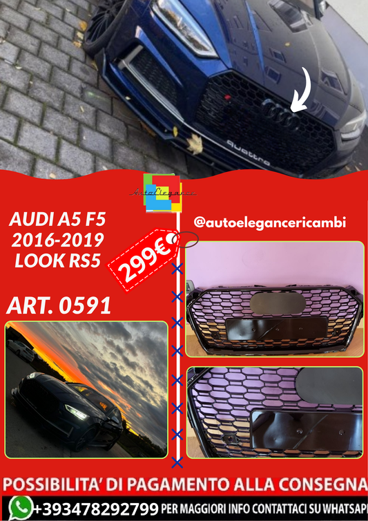 ART. 0591 GRIGLIA AUDI A5 F5 2016-2019 LOOK RS5 NERO