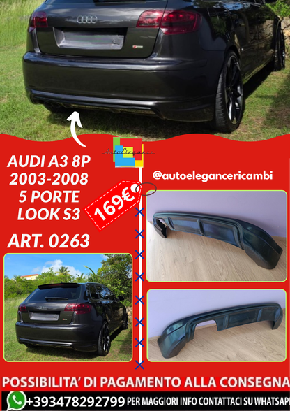 ART. 0263 DIFFUSORE AUDI A3 8P 2003-2008 5 PORTE LOOK S3 GREZZO