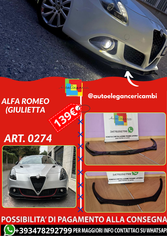 ART. 0274 SPLITTER ALFA ROMEO (GIULIETTA) 3 PEZZI