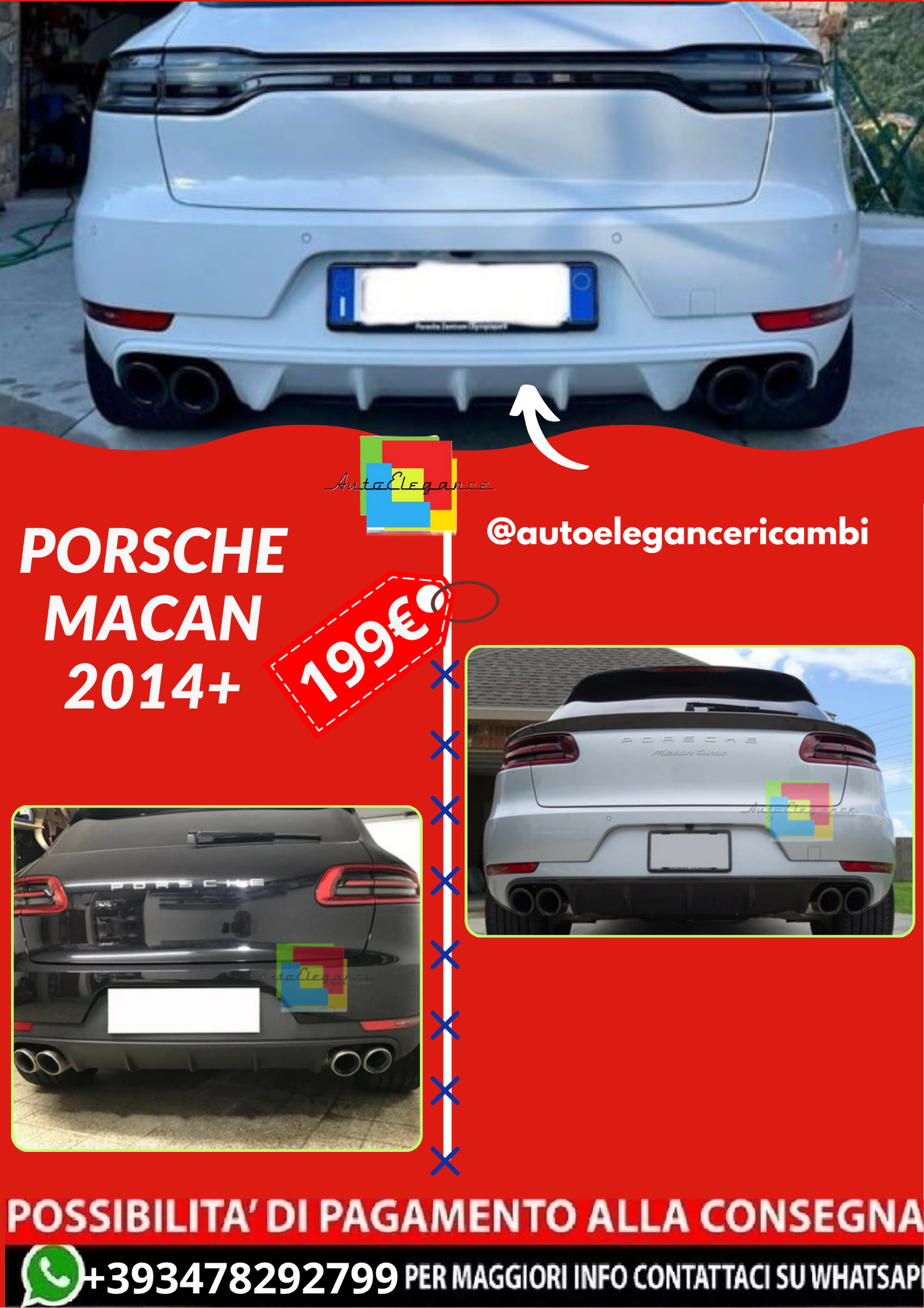 PORSCHE MACAN 2014+ SOTTO PARAURTI POSTERIORE