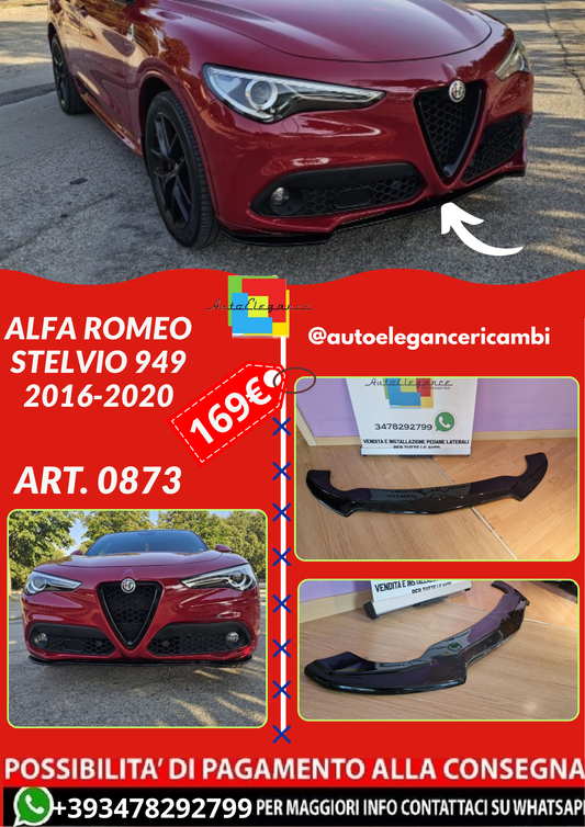 ART. 0873 SPLITTER ALFA ROMEO STELVIO 2016+ NERO OPACO