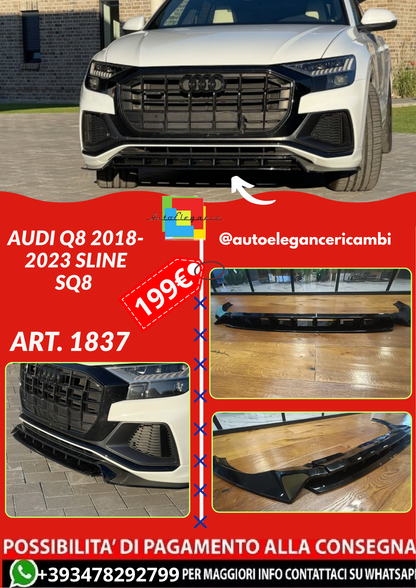 ART. 1837 SPLITTER AUDI Q8 2018-2023 SLINE SQ8 NERO LUCIDO (4 PEZZI)