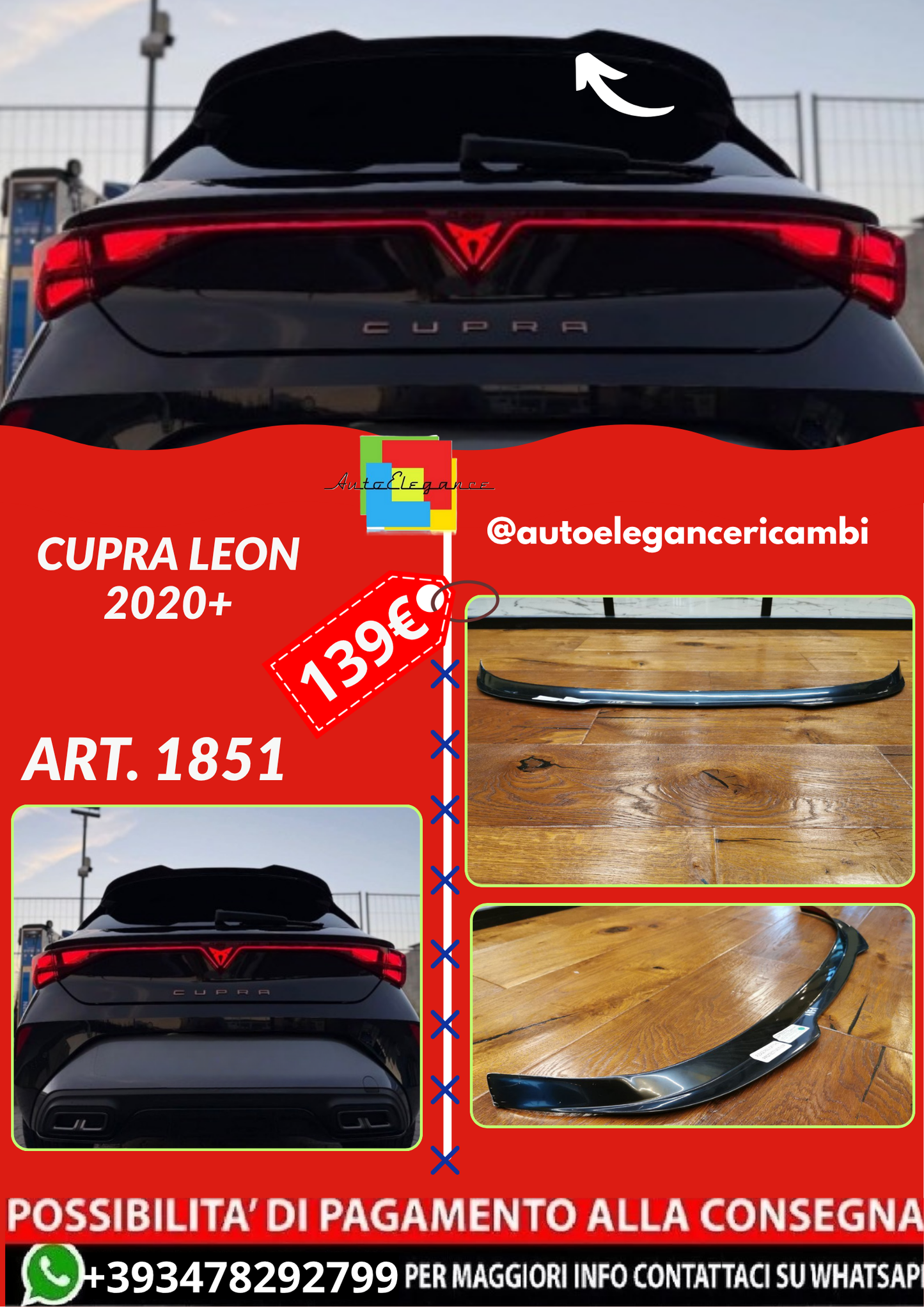 ART. 1851 SPOILER CUPRA LEON 2020+ NERO LUCIDO
