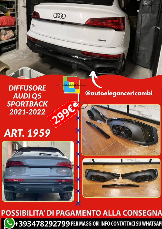 ART. 1959 DIFFUSORE AUDI Q5 SPORTBACK 2021-2022 LOOK SQ5 PROFILO NERO LUCIDO
