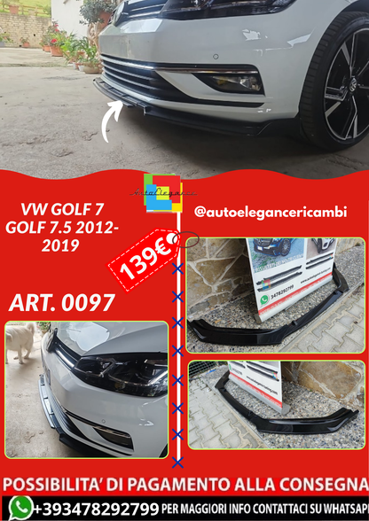 ART. 0097 SPLITTER VW GOLF 7 GOLF 7.5 2012-2019 NERO