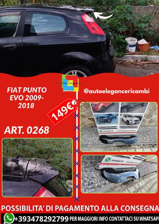 ART. 0268 SPOILER FIAT PUNTO  EVO 2009-2018 NERO LUCIDO