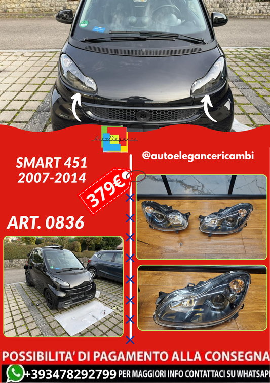ART. 0836 FARI ANTERIORI SMART 451 2007-2014 NERI