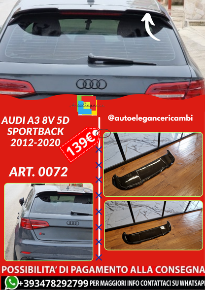 ART. 0072 SPOILER AUDI A3 8V 5D SPORTBACK 2012-2020 STANDARD LOOK RS3 NERO