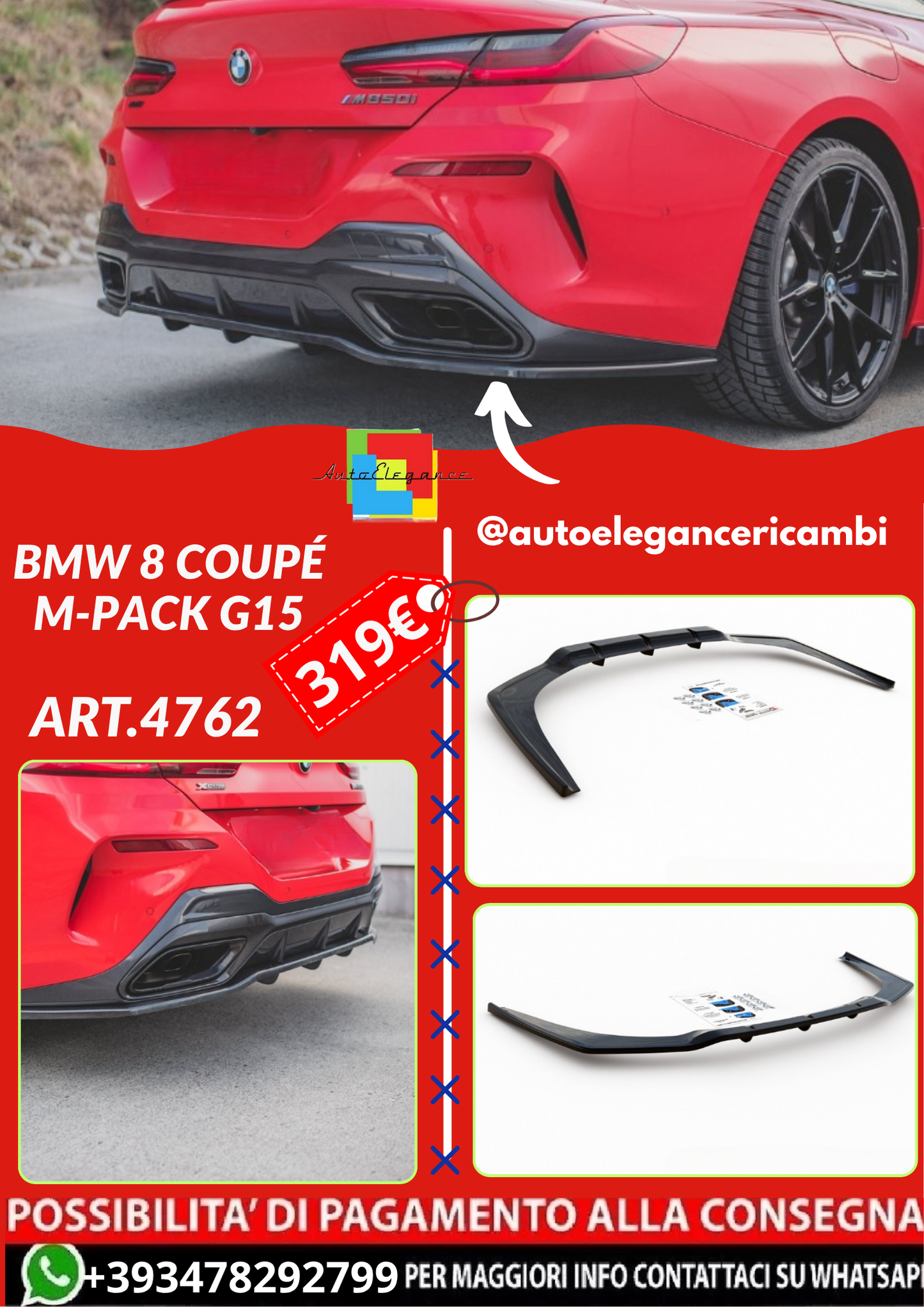 ART.4762  SPLITTER POSTERIORI BMW 8 Coupé M-Pack G15