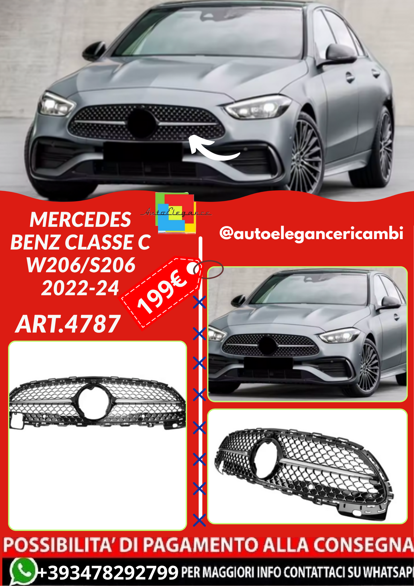 ART.4787 GRIGLIA Mercedes Benz Classe C W206/S206 2022-24