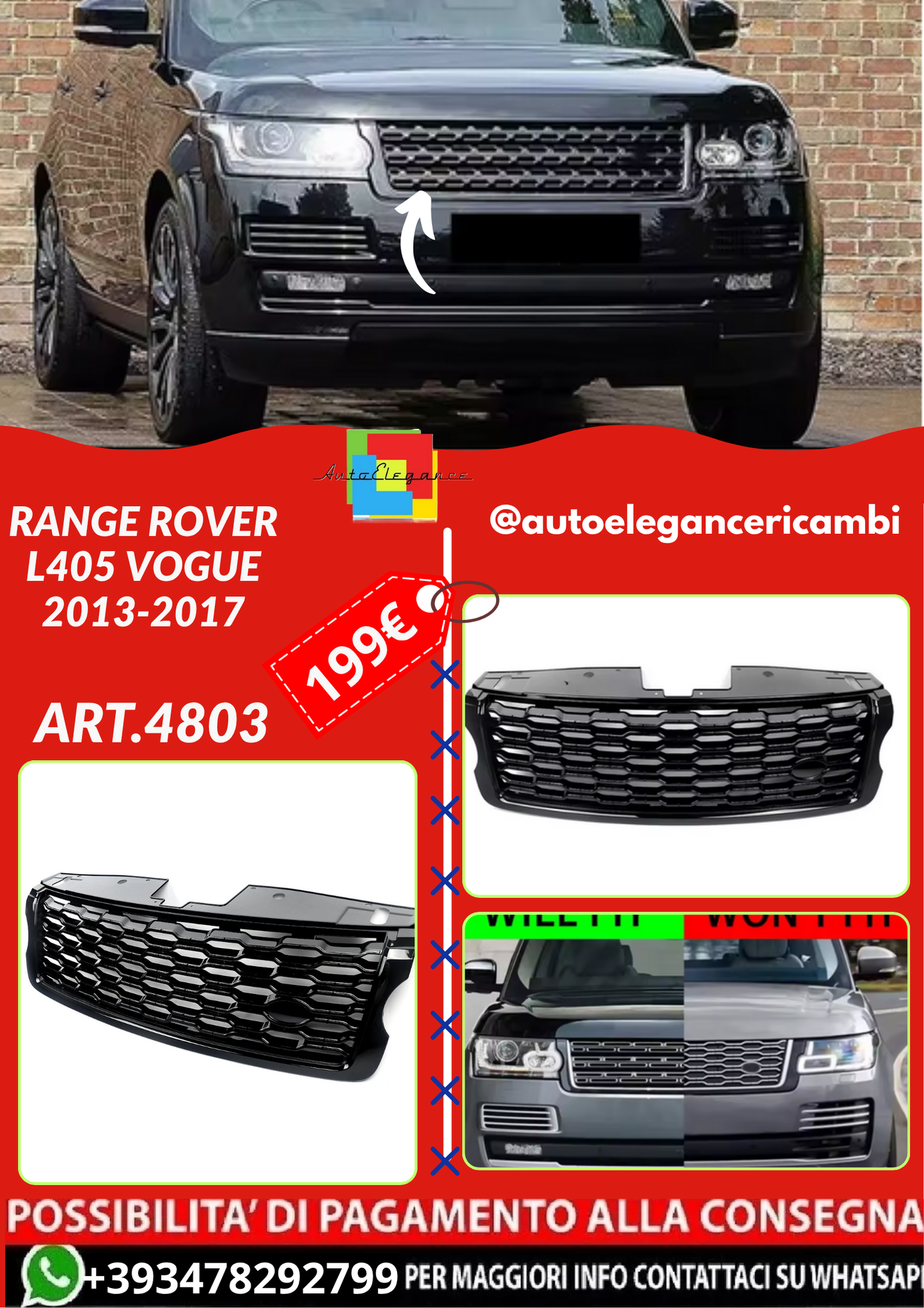 ART.4803  GRIGLIA RANGE ROVER L405 VOGUE 2013-2017