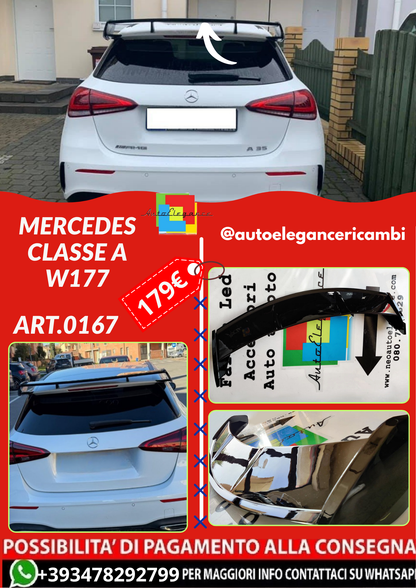 ART.0167 SPOILER MERCEDES CLASSE A W177 HB LOOK AMG A45 NERO LUCIDO