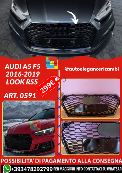ART. 0591 GRIGLIA AUDI A5 F5 2016-2019 LOOK RS5 NERA