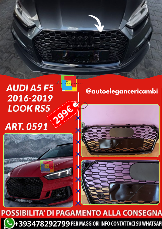 ART. 0591 GRIGLIA AUDI A5 F5 2016-2019 LOOK RS5 NERA