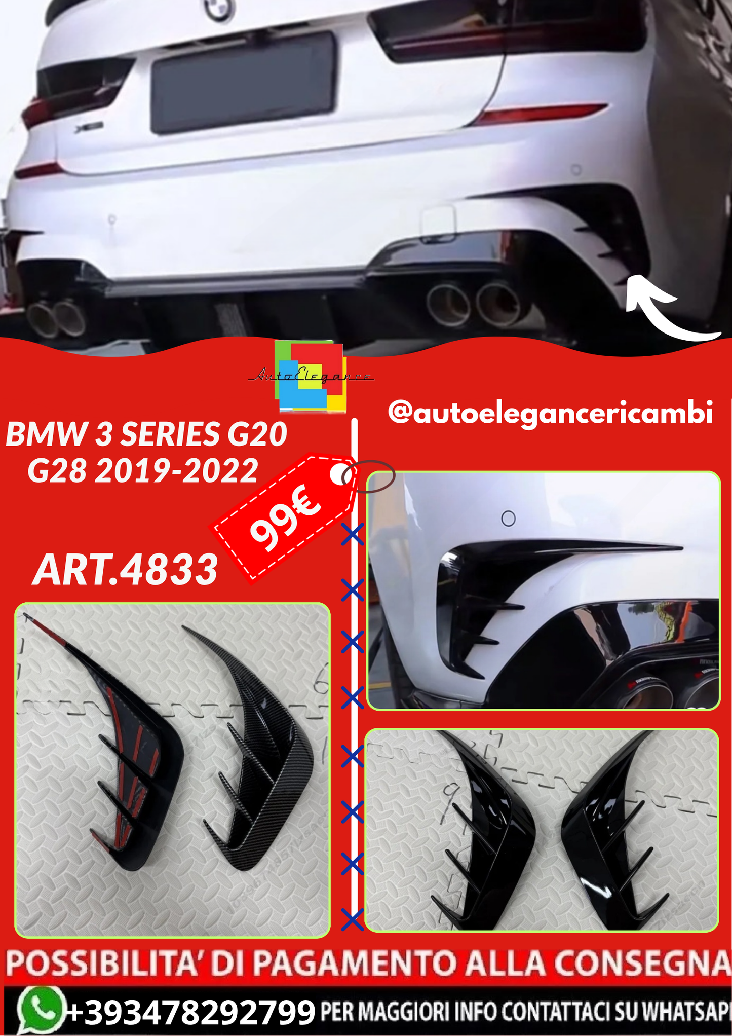 ART.4833 Griglia Telaio BMW 3 Series G20 G28 2019-2022