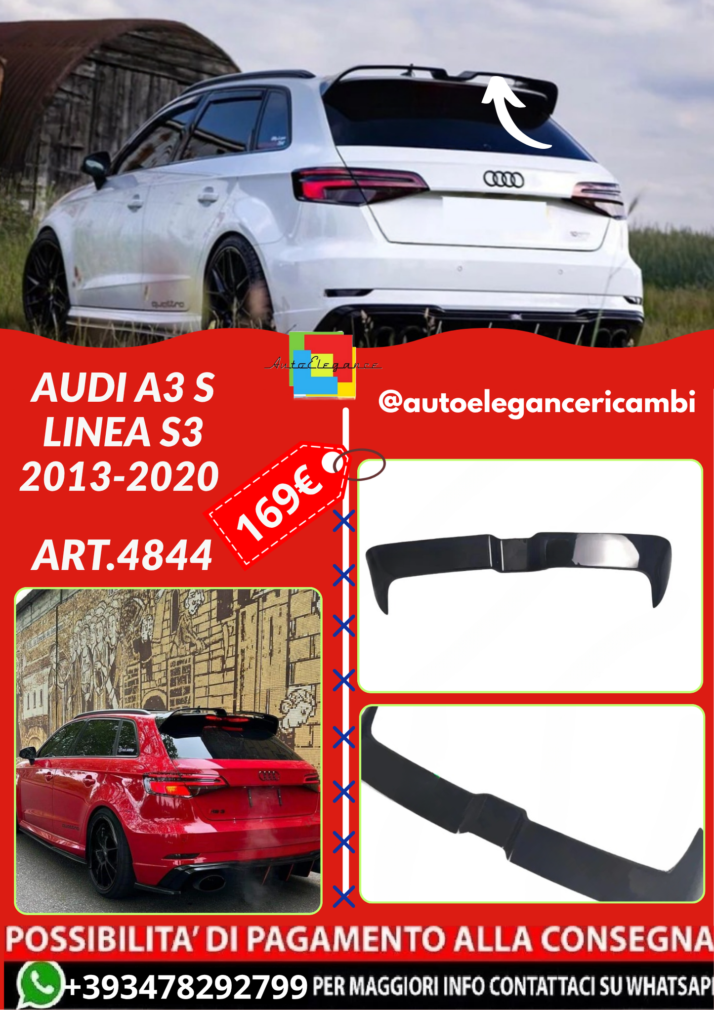 ART.4844  SPOILER Audi A3 S Linea S3 2013-2020