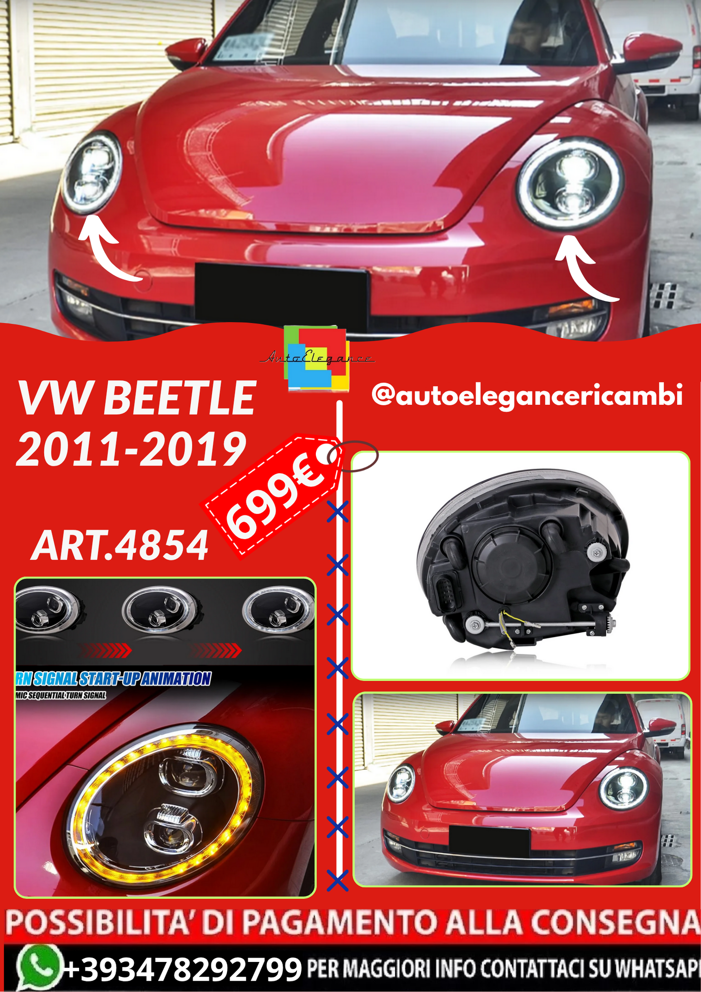 ART.4854 FARI  ANTERIORI VW Beetle 2011-2019