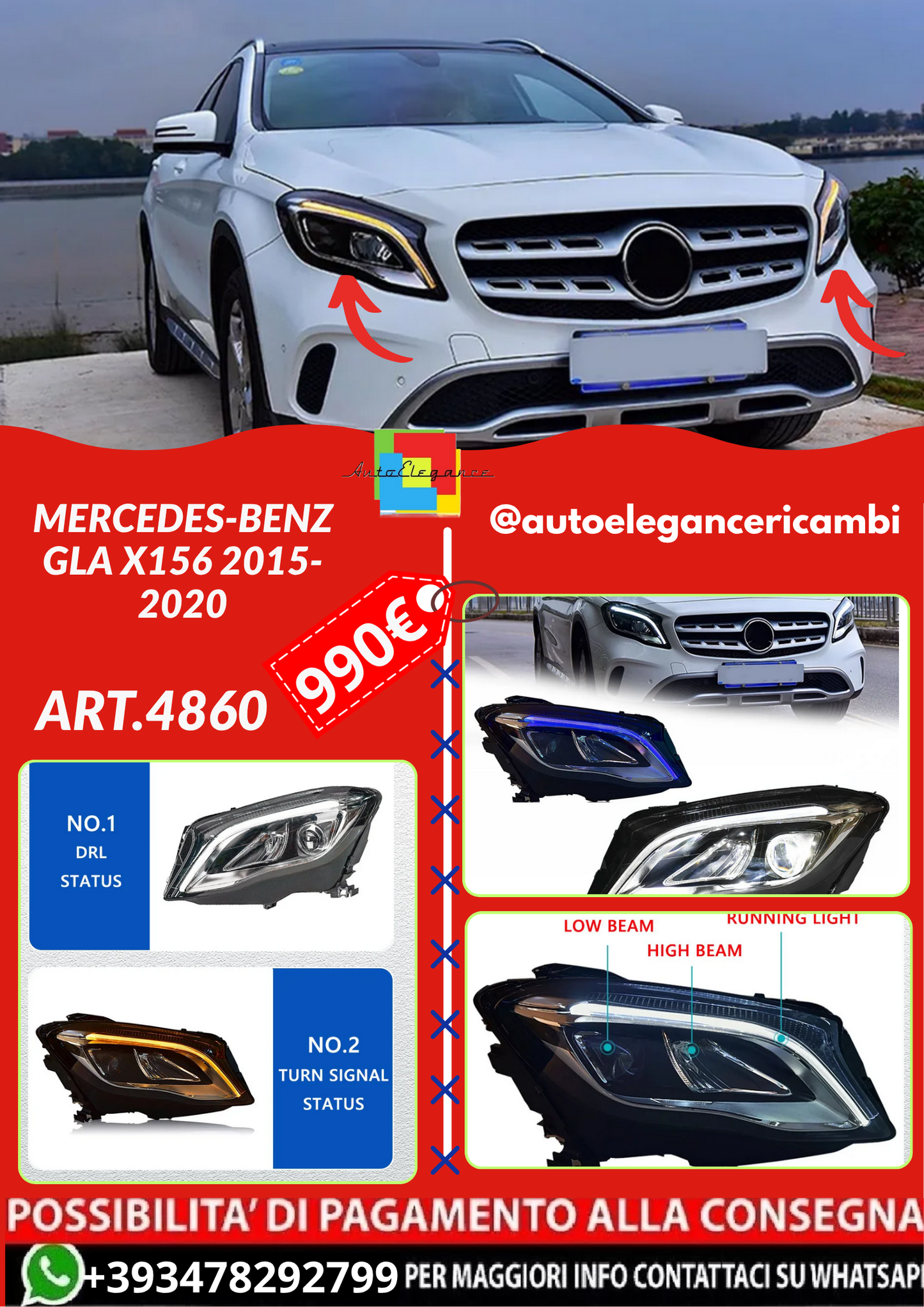 ART.4860  FARI  ANTERIORI   Mercedes-Benz GLA X156 2015-2020