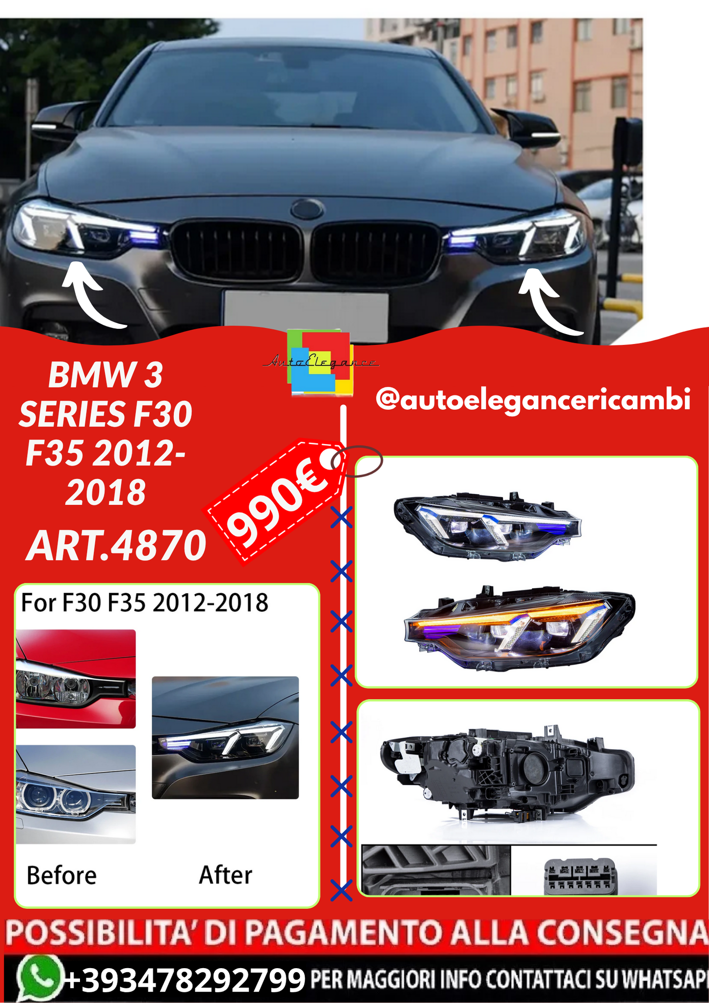 ART.4870  FARI ANTERIORI   BMW 3 Series F30 F35 2012-2018