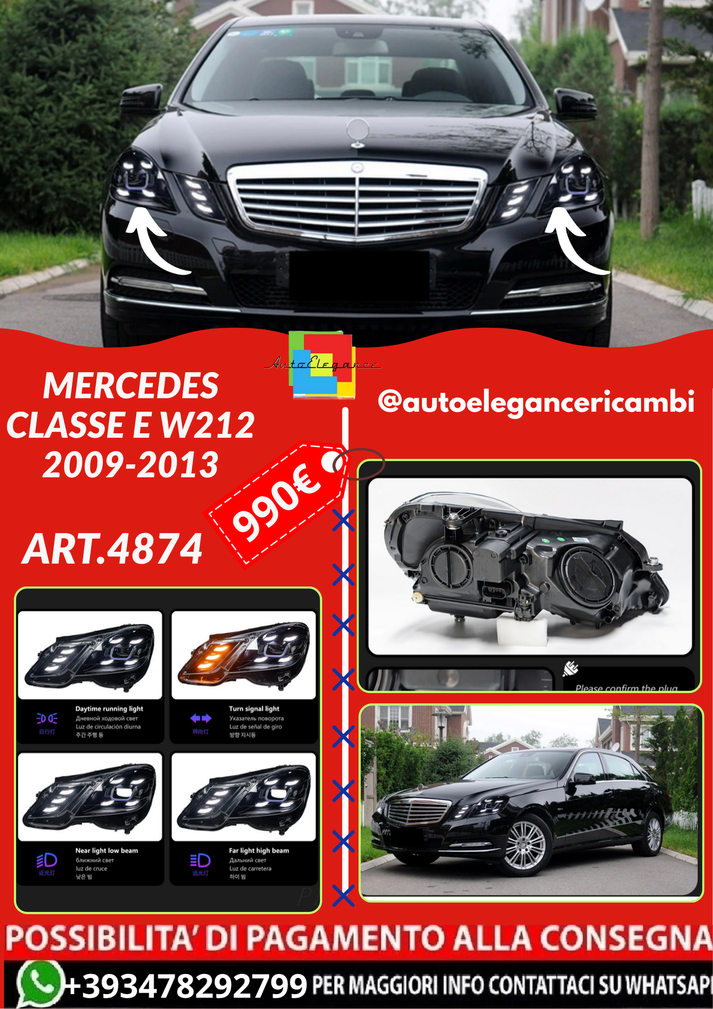 ART.4874 FARI  ANTERIORI  MERCEDES  CLASSE E W212 2009-2013