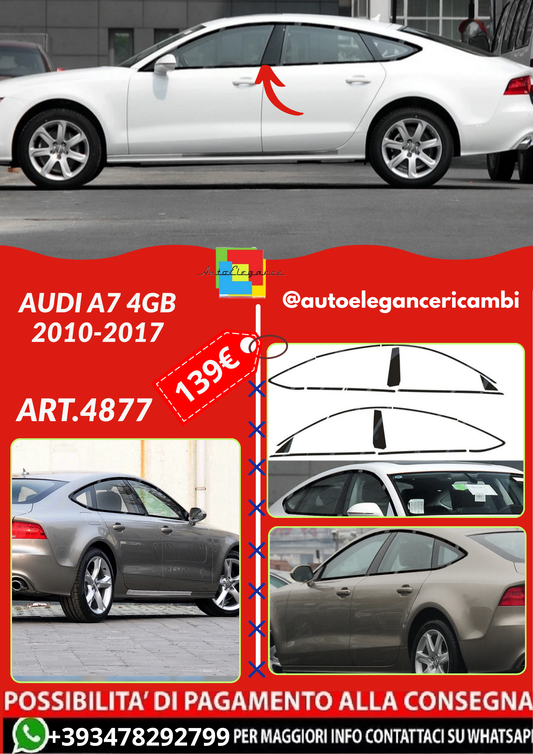 ART.4877 Cornici finestrini neri copertura adesiva window Audi A7 4GB 10-17