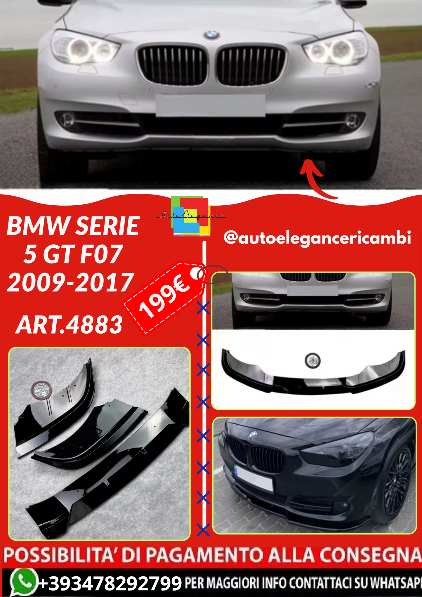ART.4883 SPLITTER BMW Serie 5 GT F07 2009-2017