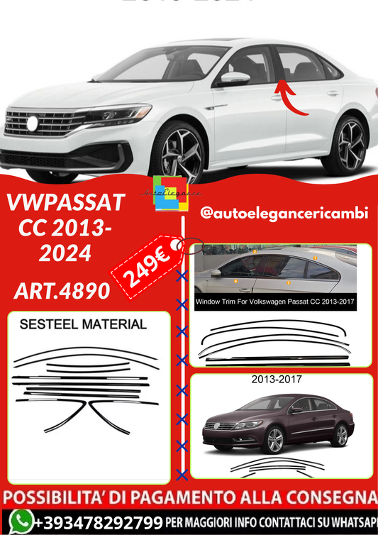 ART.4890  Cornici finestrini neri copertura adesiva window VWPassat CC 13-24