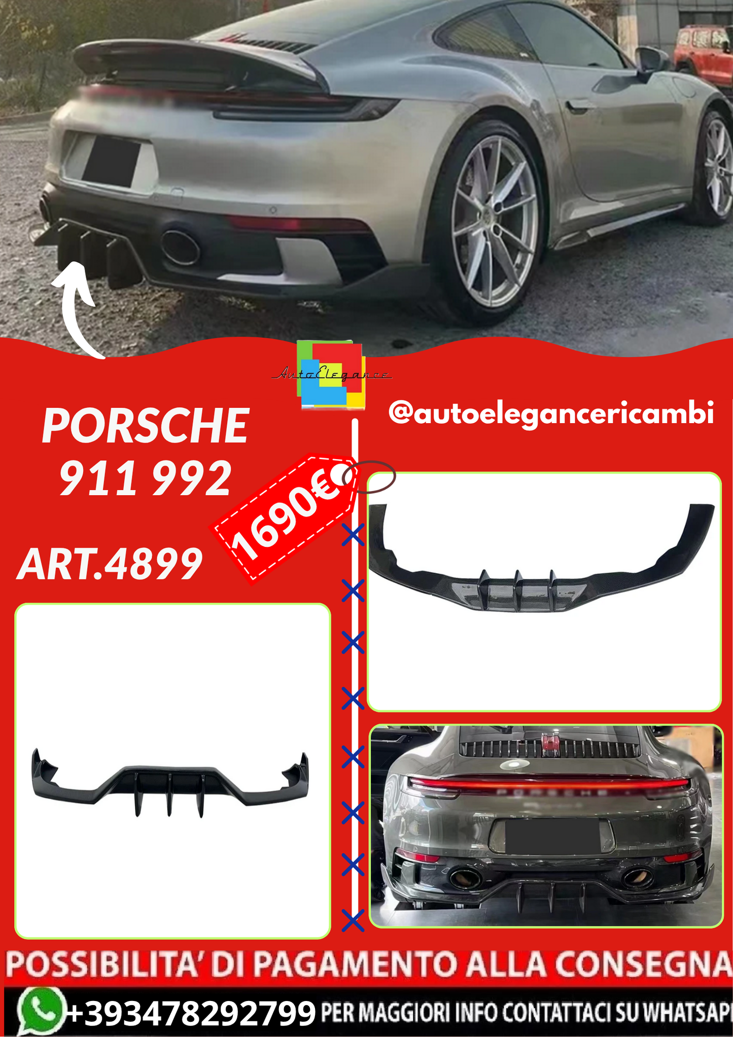ART.4899 SPLITTER POSTERIORI  Porsche 911 992