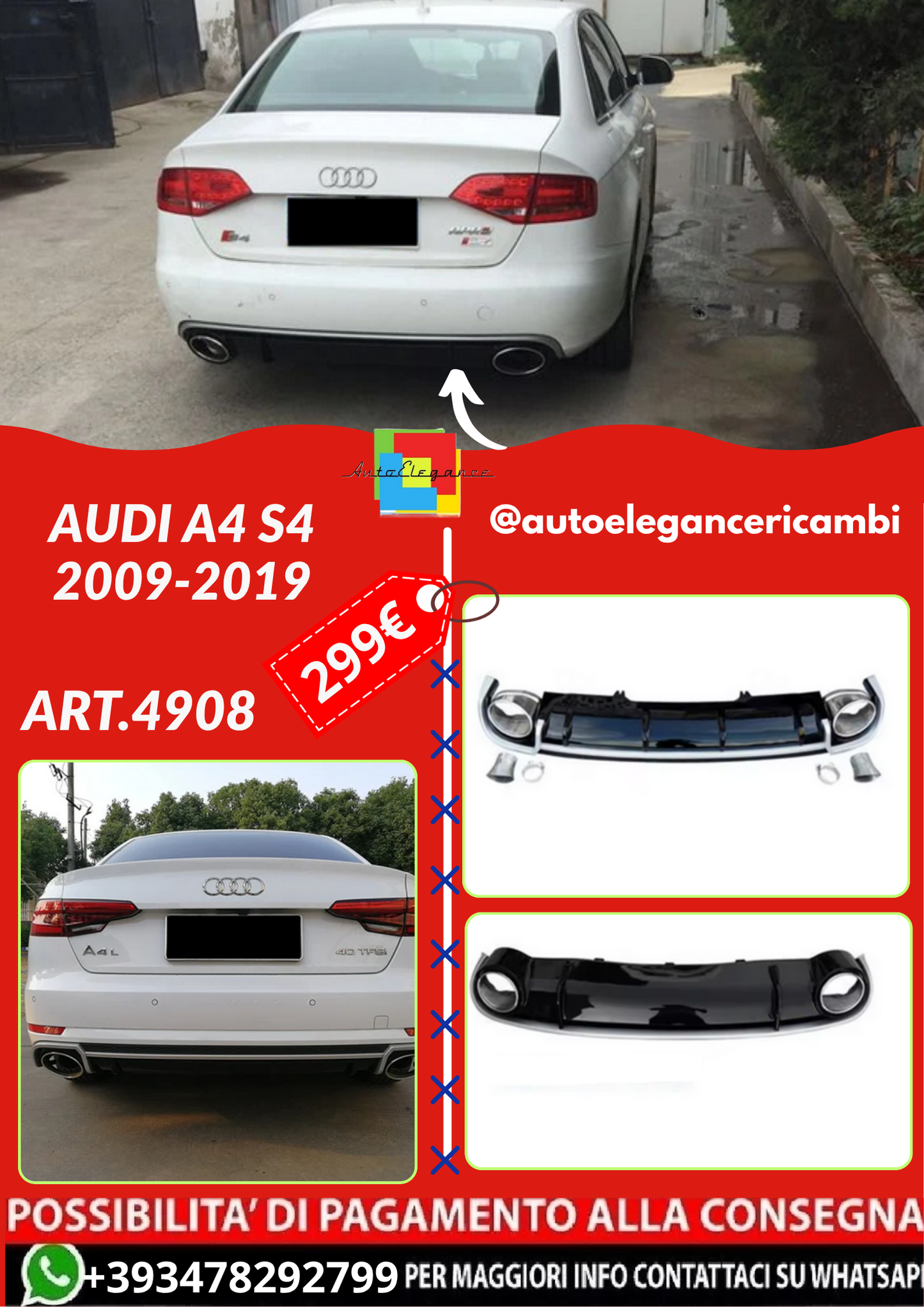 ART.4908 DIFFUSORI Audi A4 S4 2009-2019