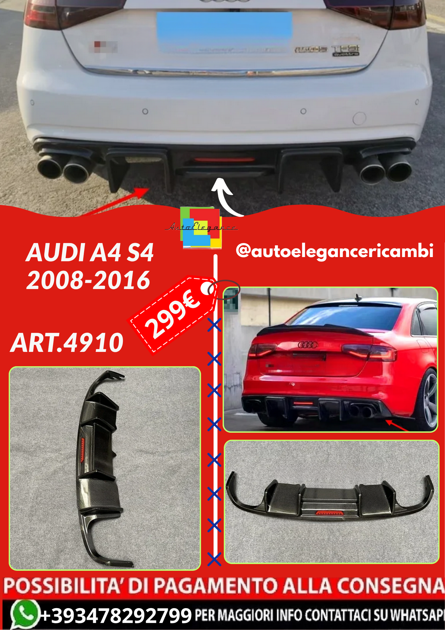 ART.4910  DIFFUSORI  Audi A4 S4 2008-2016