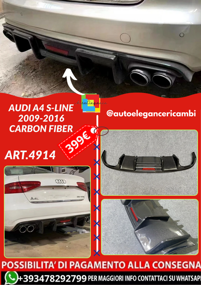 ART.4914 DIFFUSORI  Audi A4 S-Line 2009-2016 CARBON FIBER