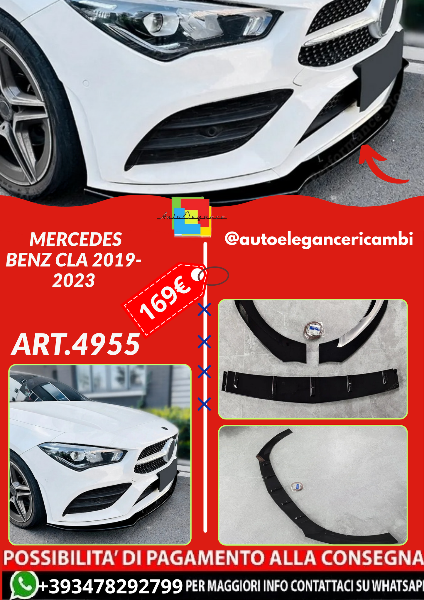 ART.4955  SPLITTER   Mercedes Benz CLA 2019-2023