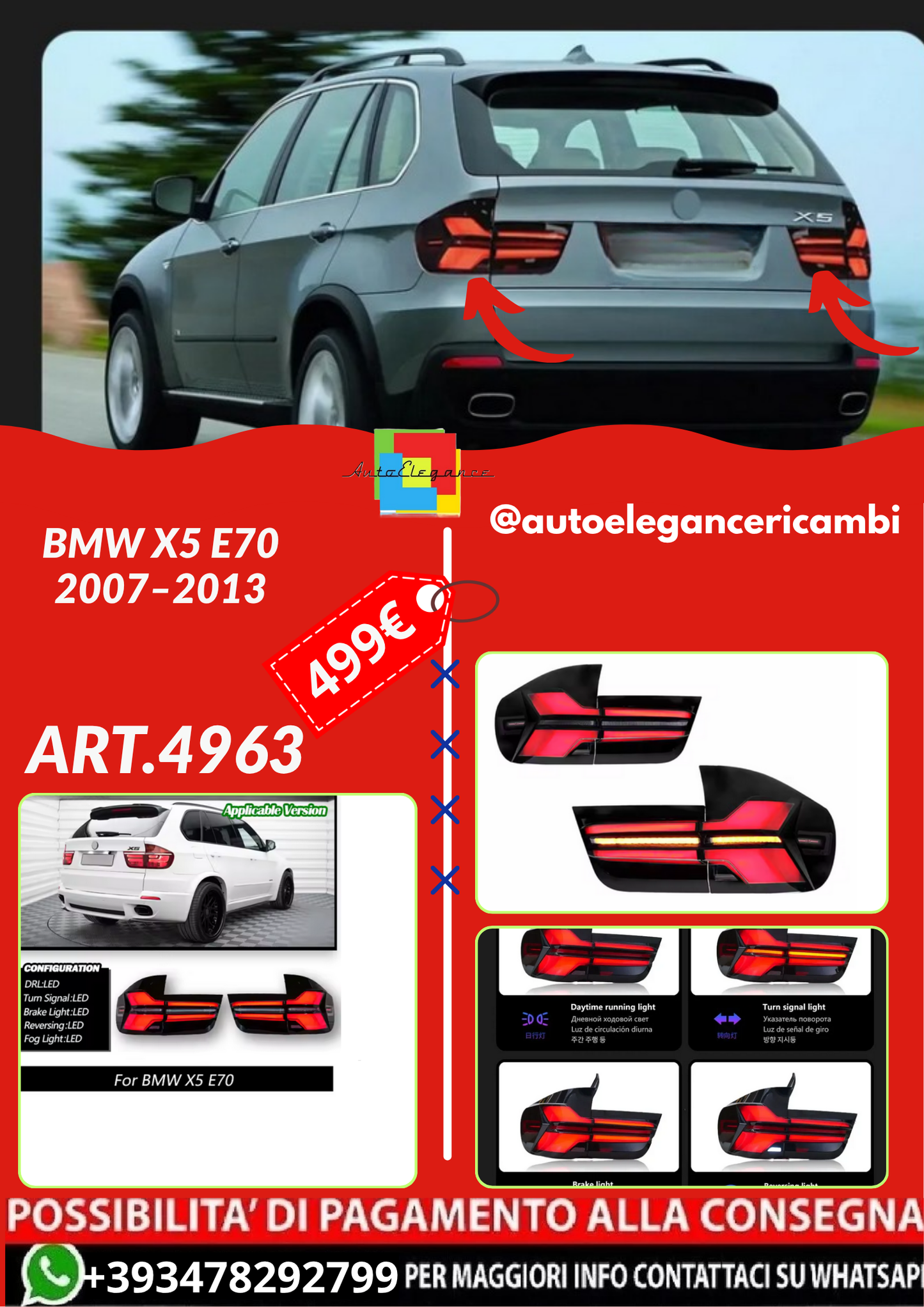 ART.4963 FARI  POSTERIORI BMW X5 E70  2007–2013