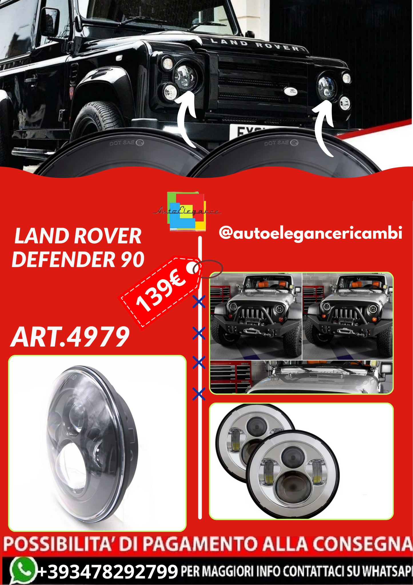 ART.4979 FARI ANTERIORI  Land Rover Defender 90