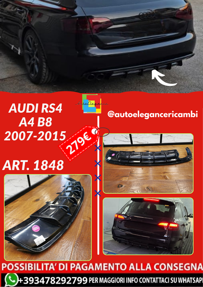 ART. 1848 DIFFUSORE AUDI RS4 A4 B8 2007-2015 STANDARD NERO LUCIDO 2SX