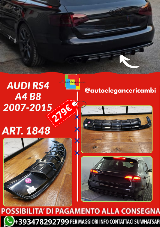 ART. 1848 DIFFUSORE AUDI RS4 A4 B8 2007-2015 STANDARD NERO LUCIDO 2SX