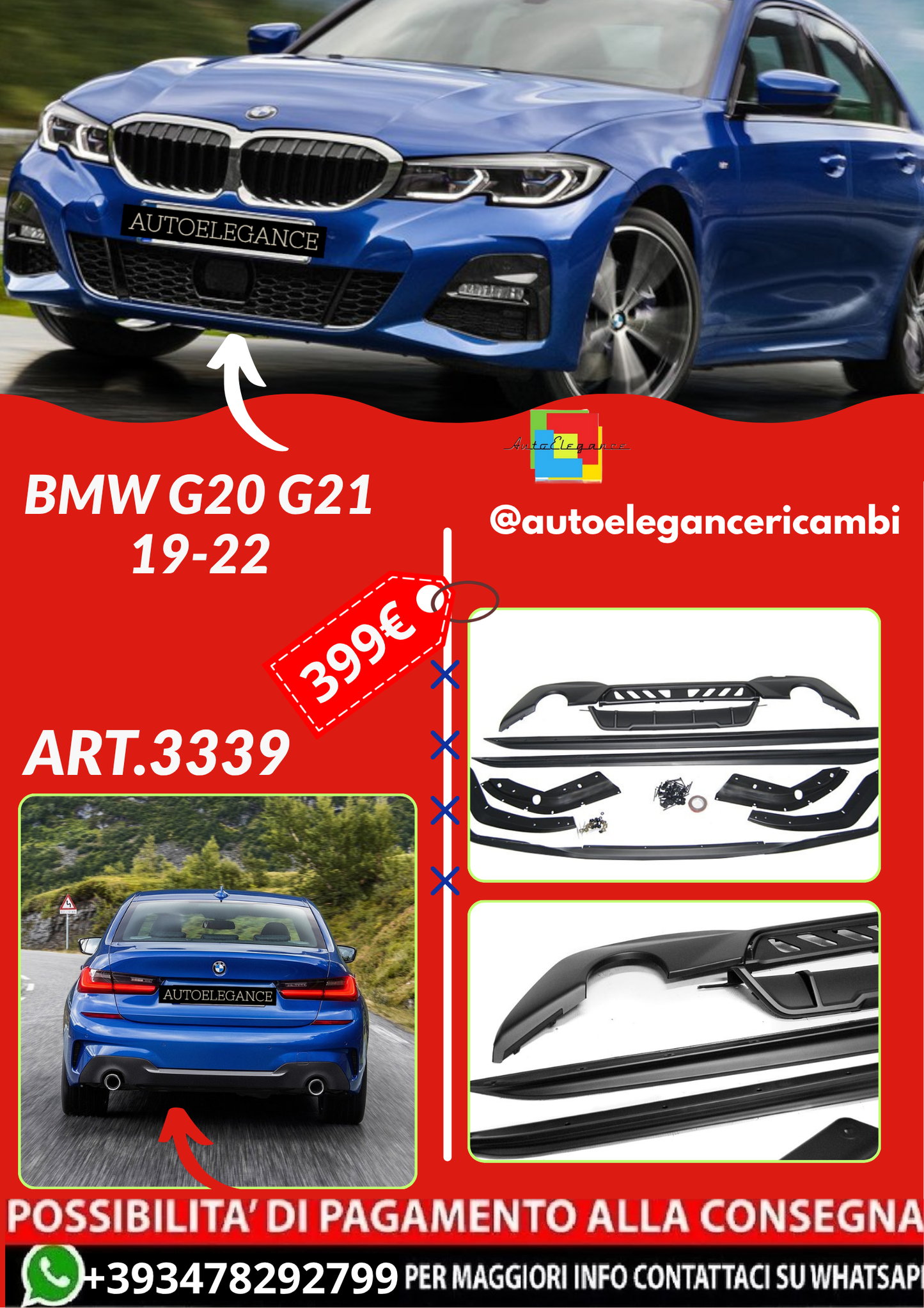 ART.3339 BODY KIT BLACK PERFORMANCE STYLE fits BMW G20 G21 19-22