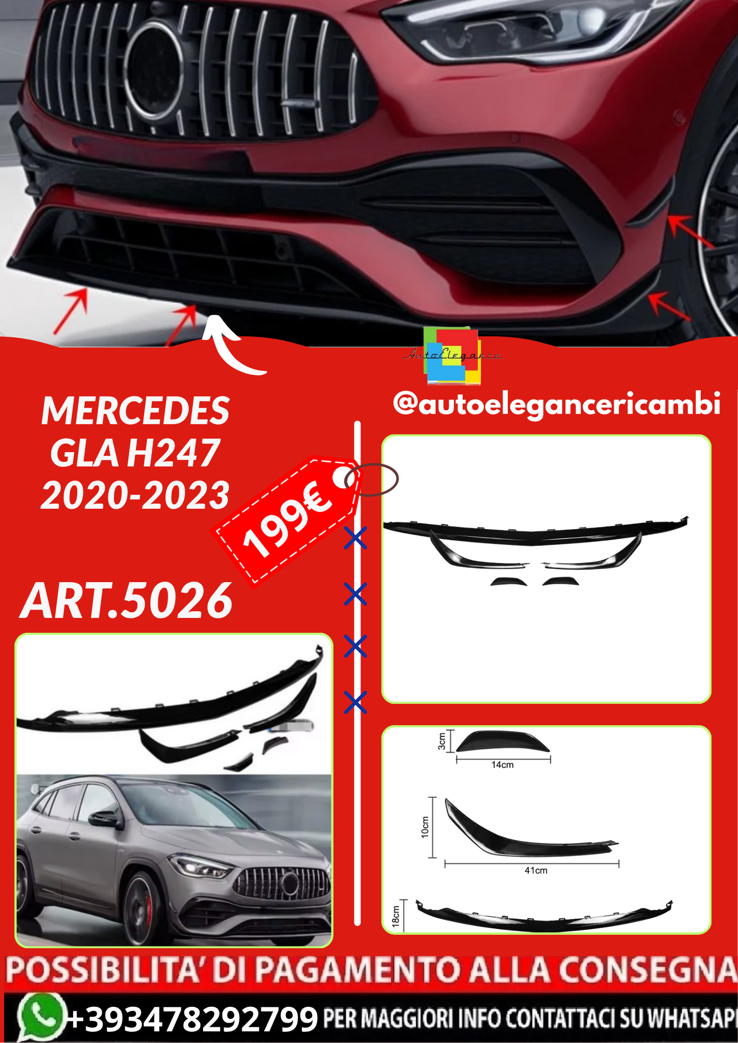 ART.5026 SPLITTER  MERCEDES  GLA H247  2020-2023