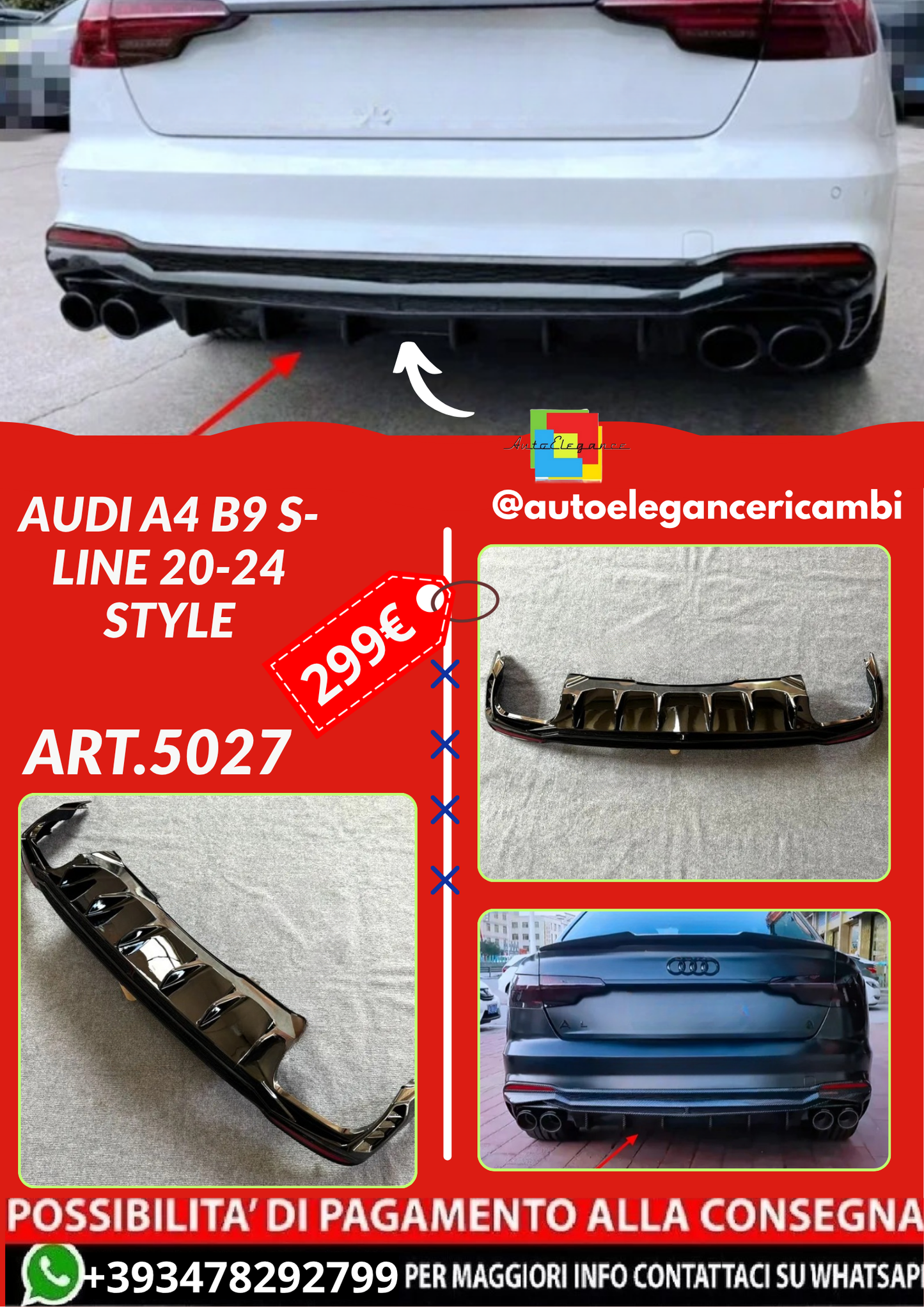 ART.5027  DIFFUSORI Audi A4 B9 S-Line 20-24 Style