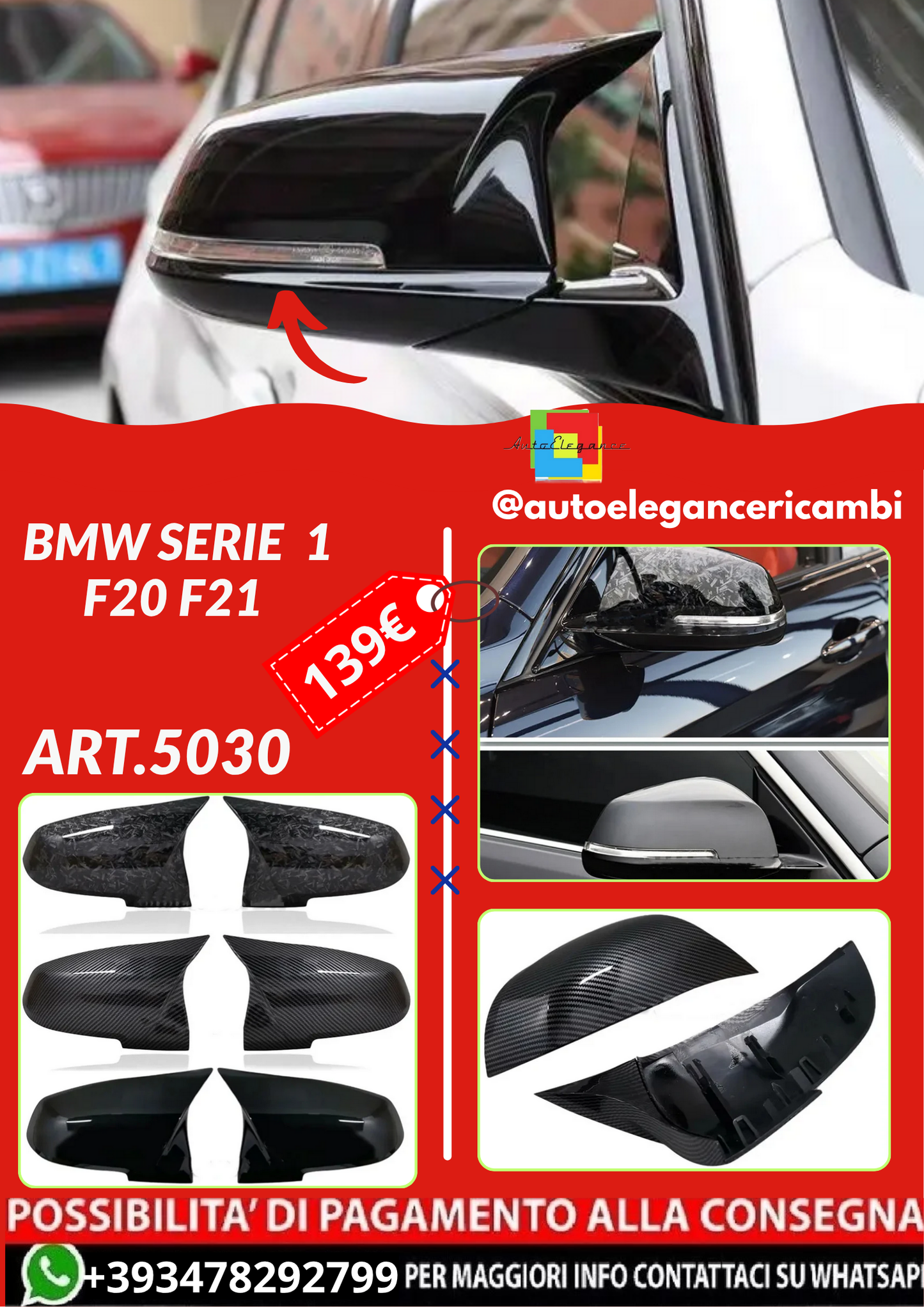 ART.5030 Coperchio dello specchio della retrovista BMW SERIE  1 F20 F21