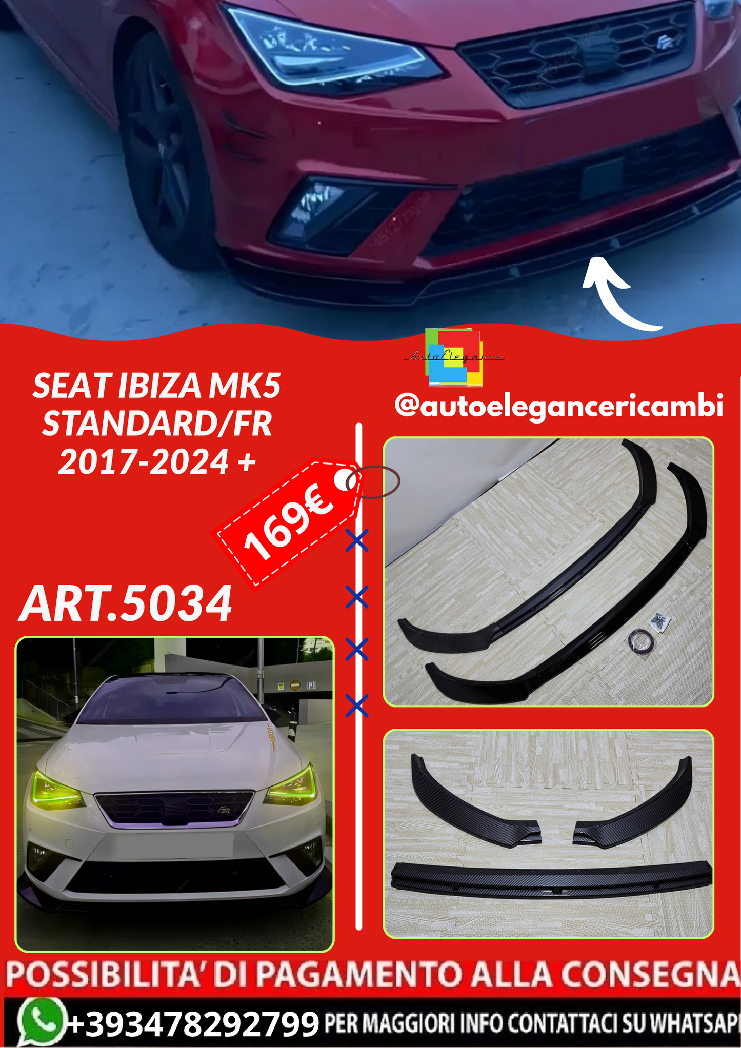 ART.5034  SPLITTER  SEAT IBIZA MK5 Standard/FR 2017-2024 +
