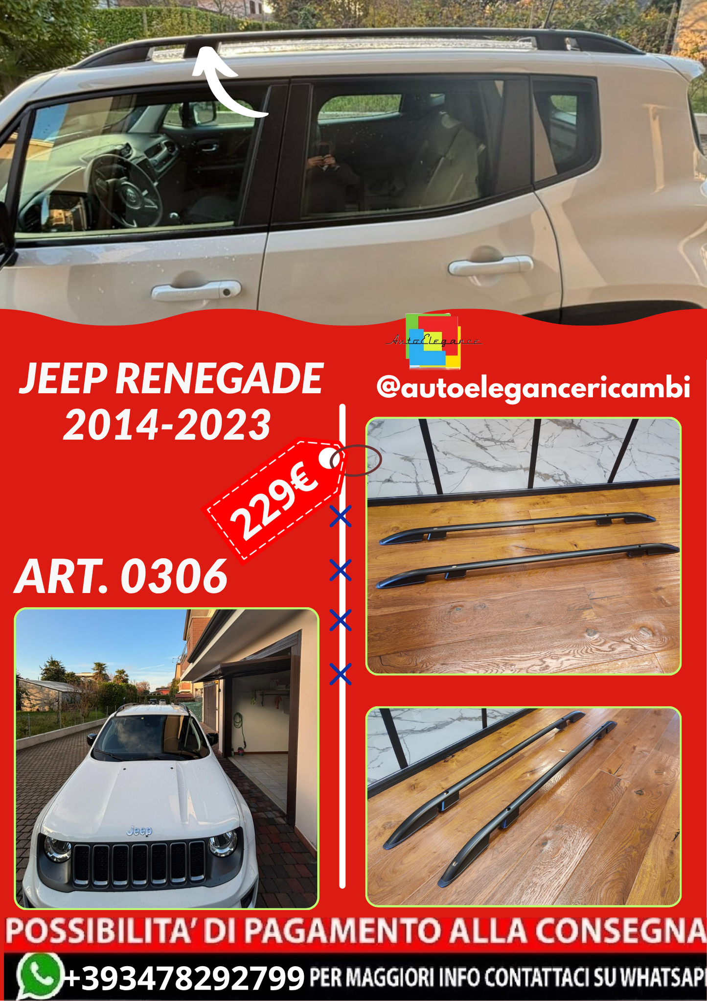 ART. 0306 MANCORRENTI JEEP RENEGADE 2014-2023 NERI