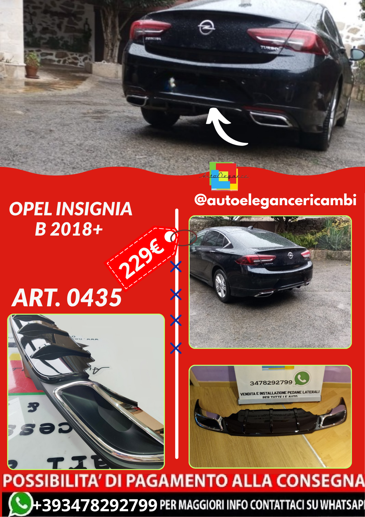 ART. 0435 DIFFUSORE OPEL INSIGNIA B 2018+ NERO LUCIDO