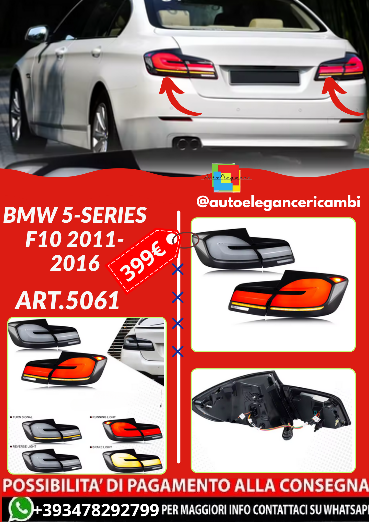 ART.5061 FARI  POSTERIORI  BMW 5-Series  F10 2011-2016