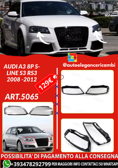 ART.5065  COPERTURA FRONTALE LAMPADA Audi A3 8P S-line S3 RS3 2008 -2012